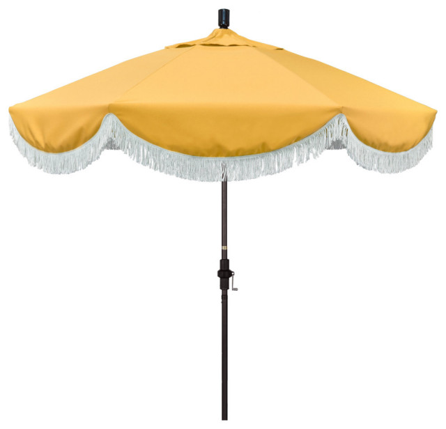 9' Bronze Surfside Patio Umbrella With Ribs and White Fringe