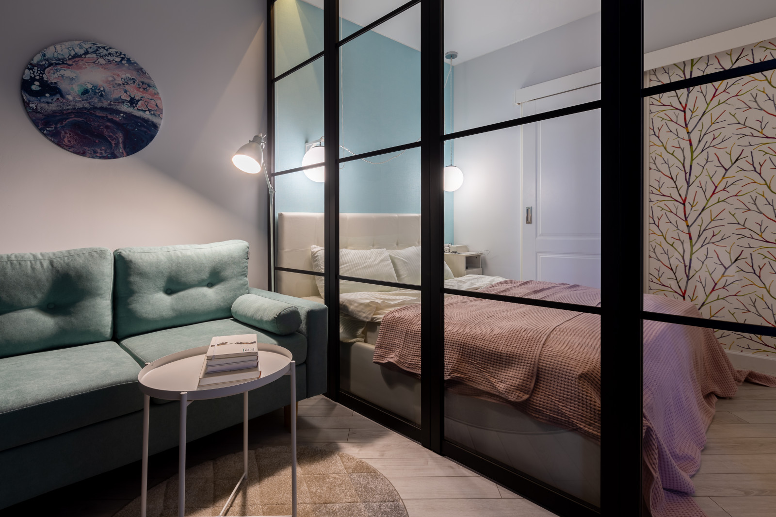 Дизайн-проект квартиры в ЖК "Новый Оккервиль" Минимализм с яркими акцентами 36м2