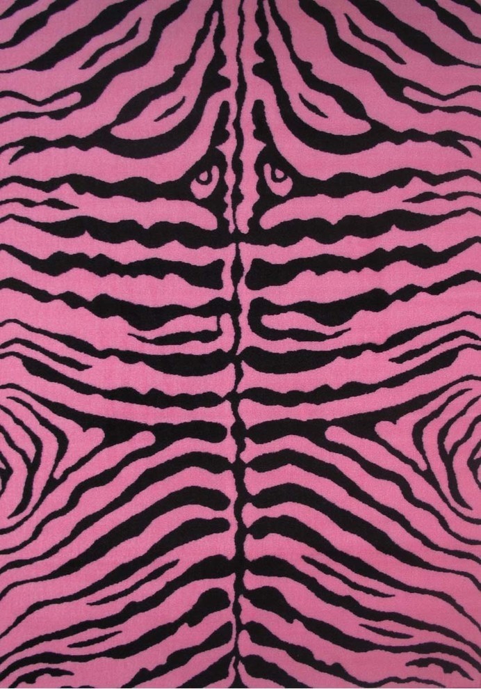 Zebra Skin Accent Rug, 51 by 78", Pink