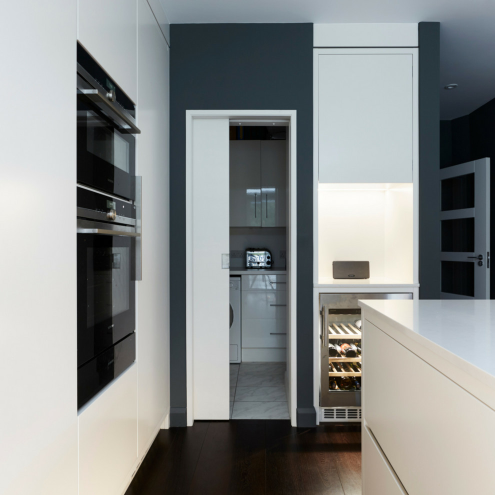 This is an example of a contemporary dedicated laundry room in London.