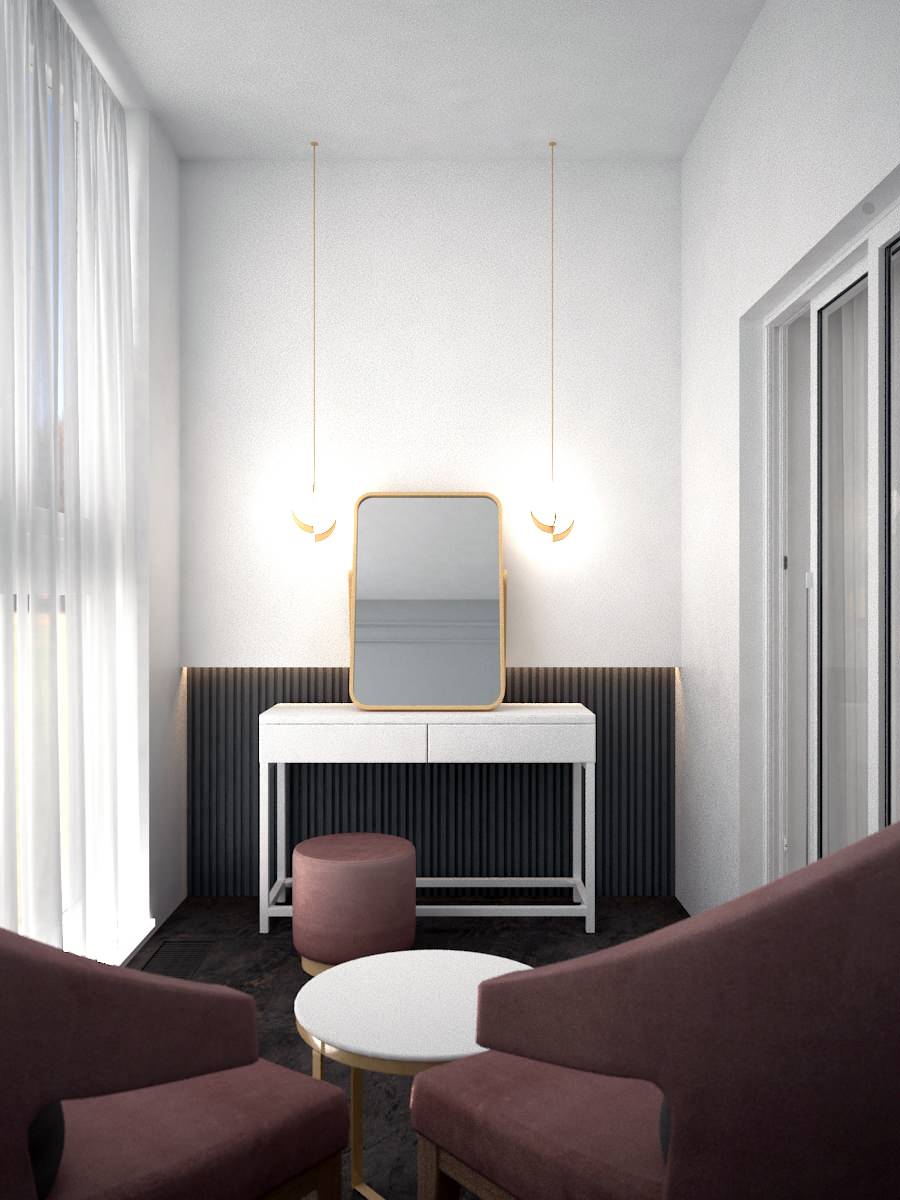 Спальная комната с уютным балконом