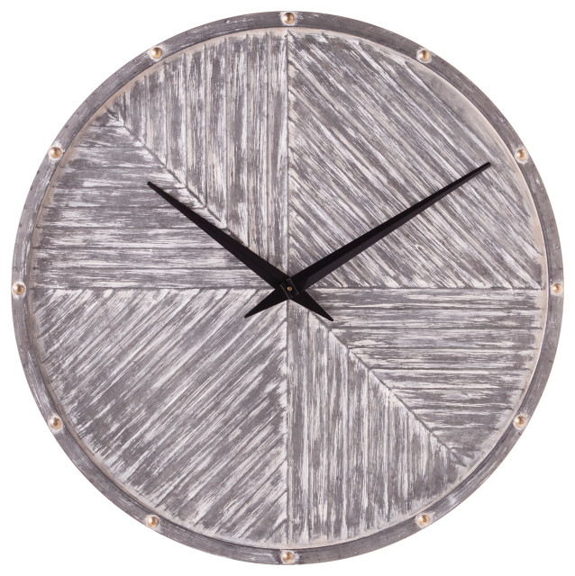 Sorrell Round Hanging Wall Clock Washed Gray Industrial Clocks By Sei - Distressed Clock Wall Hanging Sorrell Round Hanging Wall Clock Washed Gray Industrial Clocks By Sei - Distressed Clock Wall Hanging