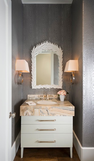 Beach Style Powder Room maritim-toalett