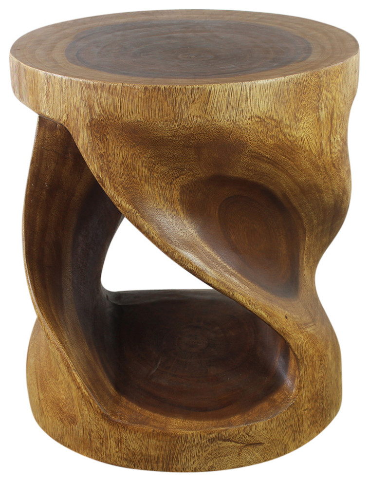 Haussmann Round Twist End Table, 18"x20", Walnut Oil Rustic Side