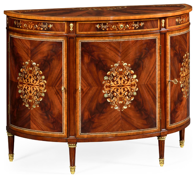 Mahogany And Mother Of Pearl Demilune Cabinet Traditional