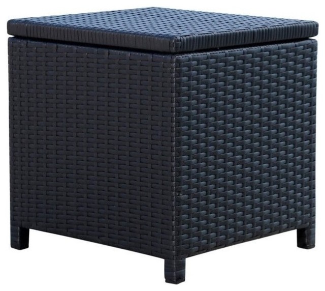 Abbyson Living Carlsbad Outdoor Wicker Storage Ottoman Espresso Deck Boxes And Storage By Homesquare