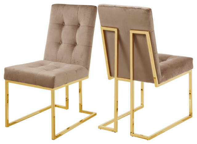 Pierre Velvet Upholstered Dining Chair (Set of 2), Beige