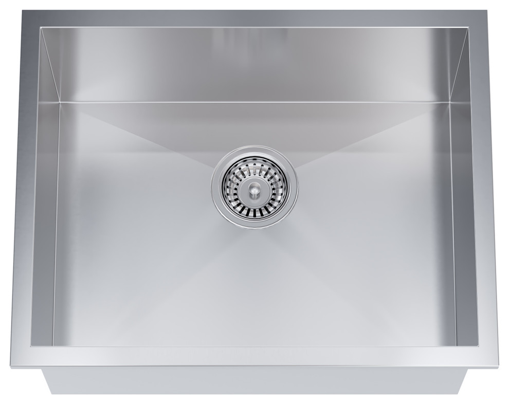 Dowell Undermount Single Bowl Stainless Kitchen Sink - Zero Radius, 21w X 16l X 9d