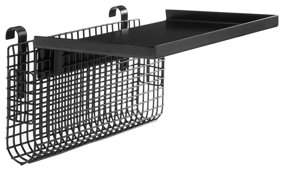 Universal Metal Bunk Bed Shelf, Black/Mesh Modern Bed Accessories