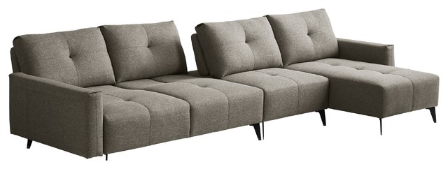 Divani Casa Kenton Modern Gray Fabric, Gray Fabric Sectional Sofa