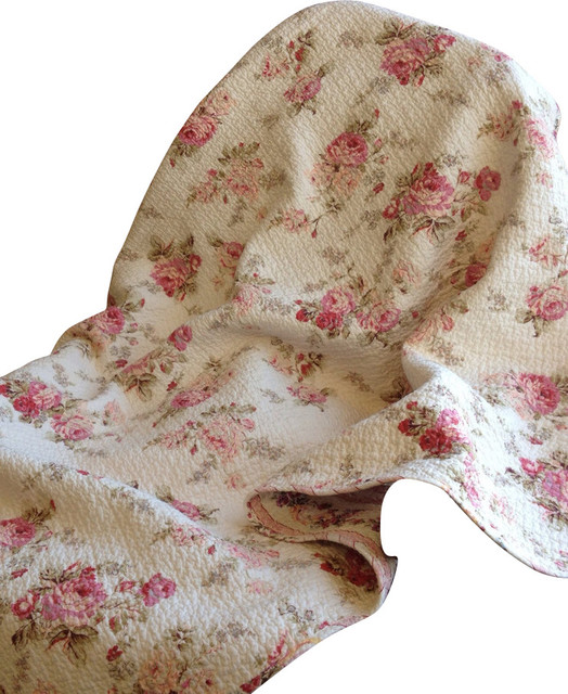 Spring Rose 100% Cotton Quilted Throw 