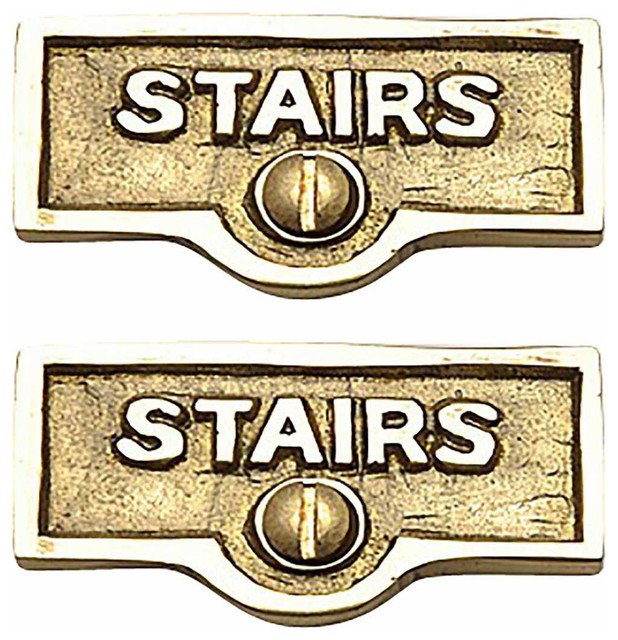 2 Switch Plate Tags STAIRS Name Signs Labels Lacquered Brass ...