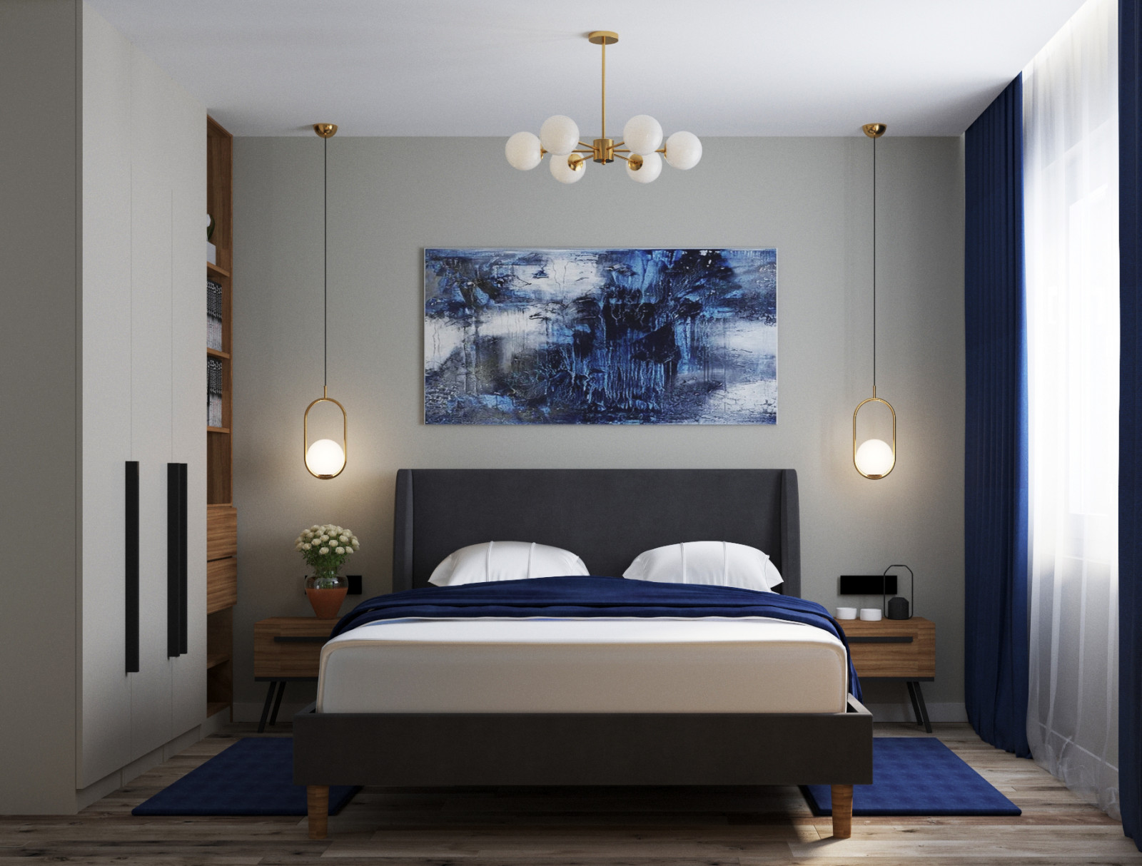 Дизайн с акцентным синим