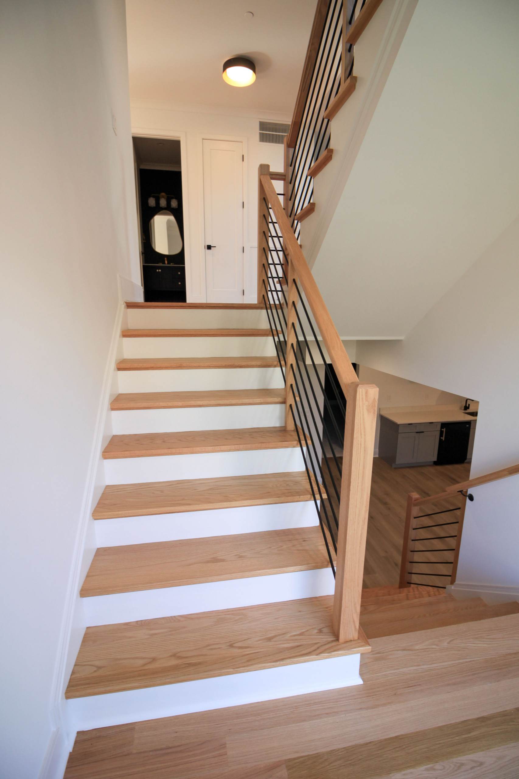 94_Neutral Color Floating Staircase with Metal Balusters, Bethesda MD 20817