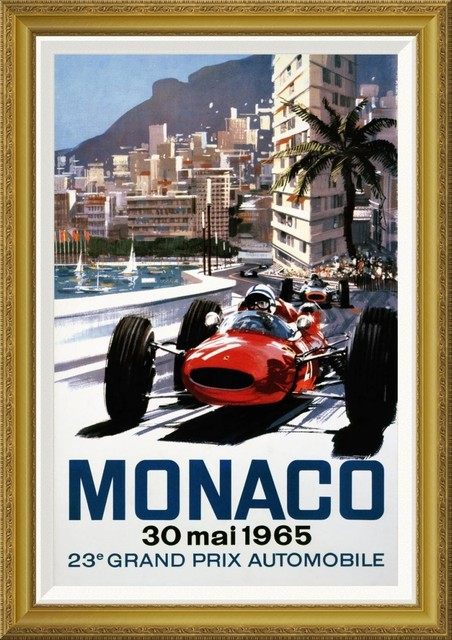Monaco Grand Prix 1965 poster on linen VINTAGE FRENCH RACE POSTER