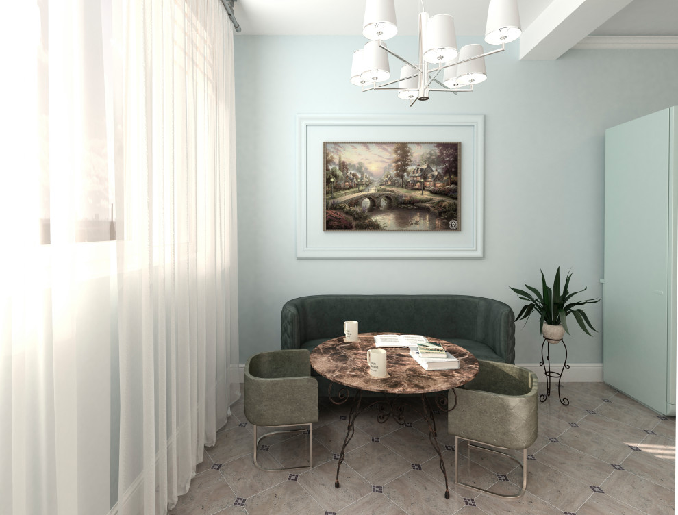 Совмещение кухни и гостиной, классика