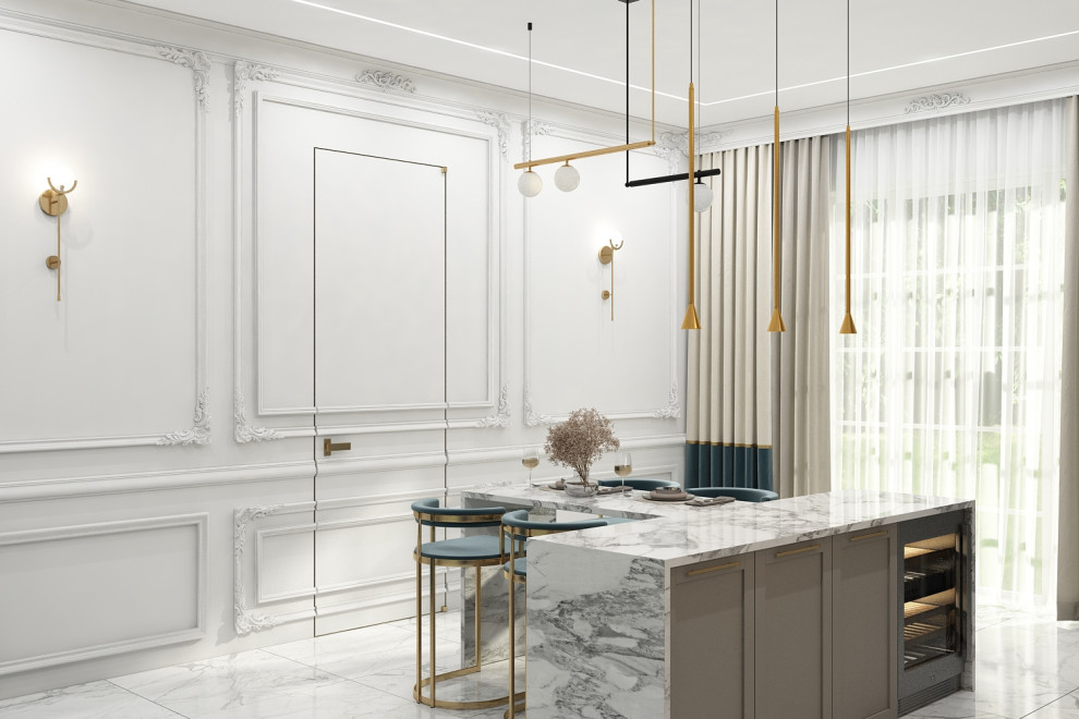 Светлая кухня в частом доме