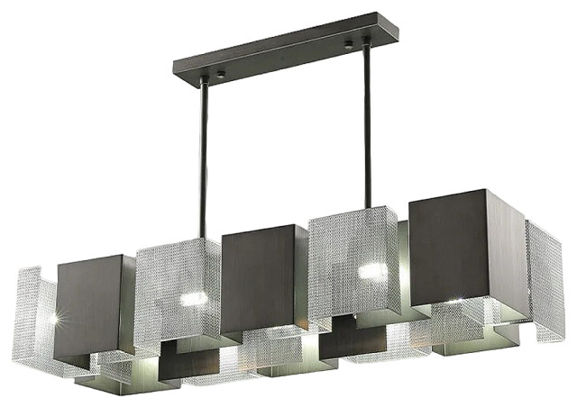 Fancy Postmodern LED Iron Black Silver Chandelier, L47.2 X H6.3", Cool Light