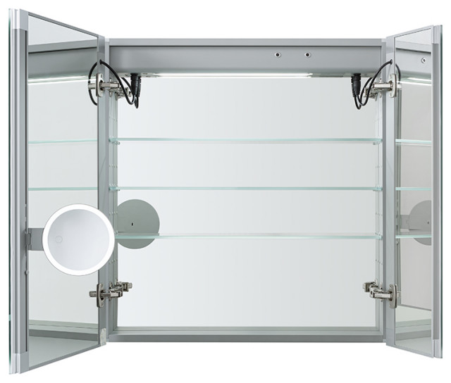 LED Lighted Medicine Defogger Flip Out Makeup Mirror Electrical