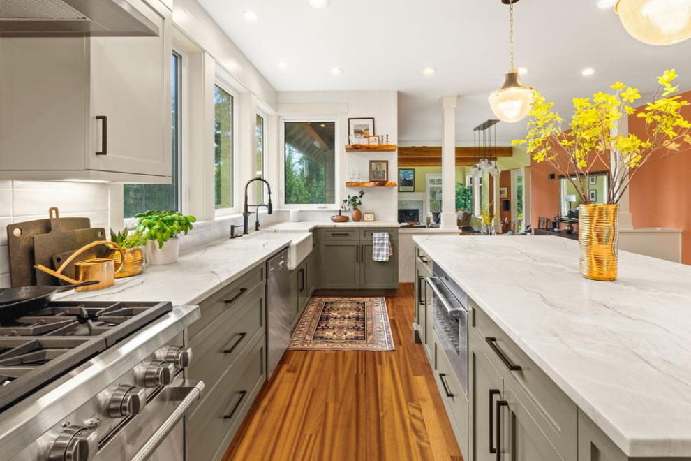 Large transitional kitchen photo in Seattle