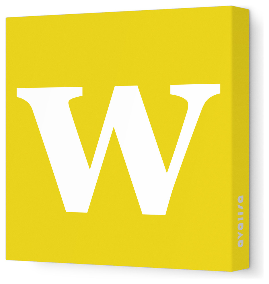 Letter - Lower Case 'w' Stretched Wall Art, 28" x 28", Dark Yellow