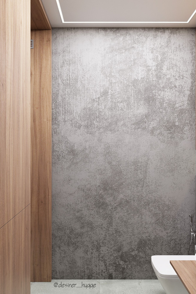 Санузел "Дерево и бетон"