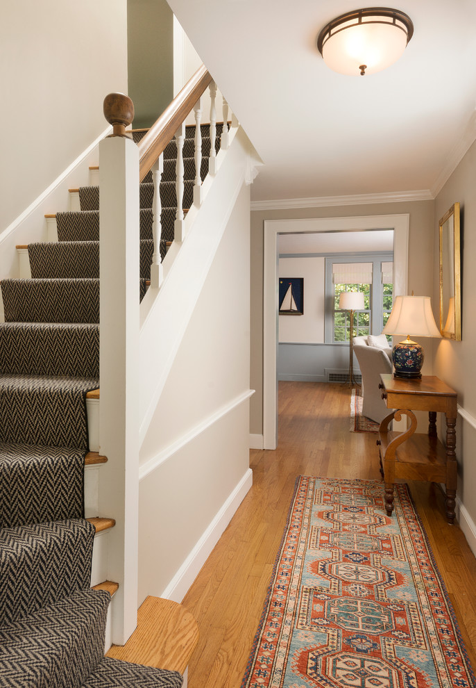 Example of a transitional staircase design in Boston