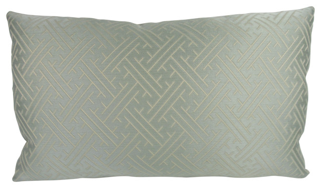 Blue Green Silky Lumbar Throw Pillow With Feather Down Insert - Contemporary - Decorative ...