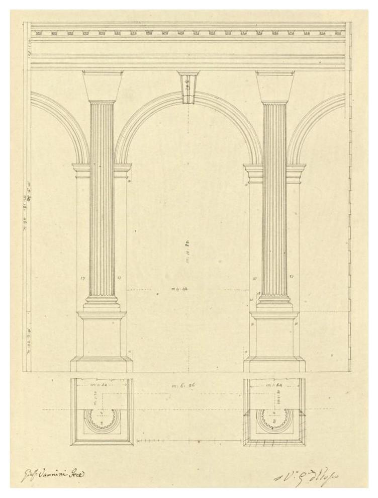 "Plate 28 for Elements of Civil Architecture, ca. 1818-1850" Paper Art, 38"x50"