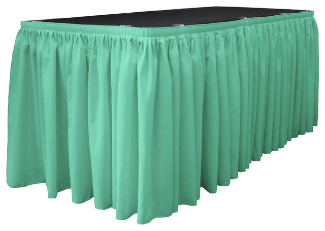 LA Linen Polyester Poplin Table Skirt, Mint, 204"x29"