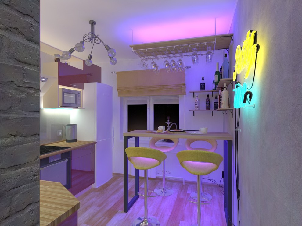 Кухня-Лофт-подсветка-неон