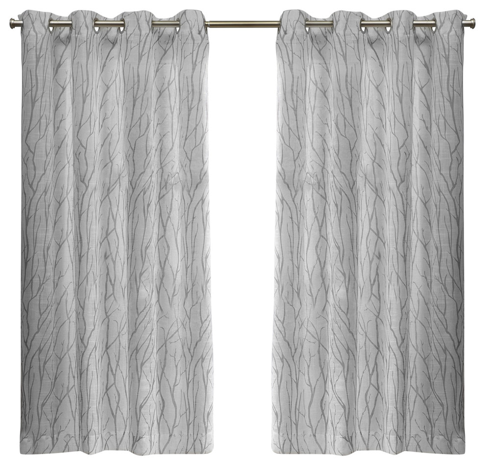Oakdale Grommet Top Window Curtain Panel Pair, 54x63, Silver