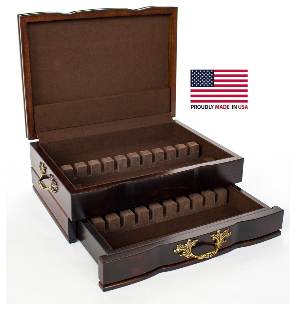 Grandeur Flatware Chest, Solid American Cherry Hardwood with Anti