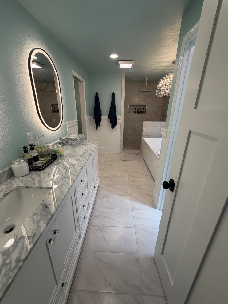 Walking into the newly renovated bathroom