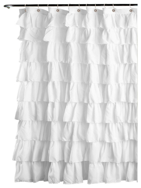 Ruffle Shower Curtain Traditional Curtains By Lush Decor Alice Ruffle Shower Curtain White