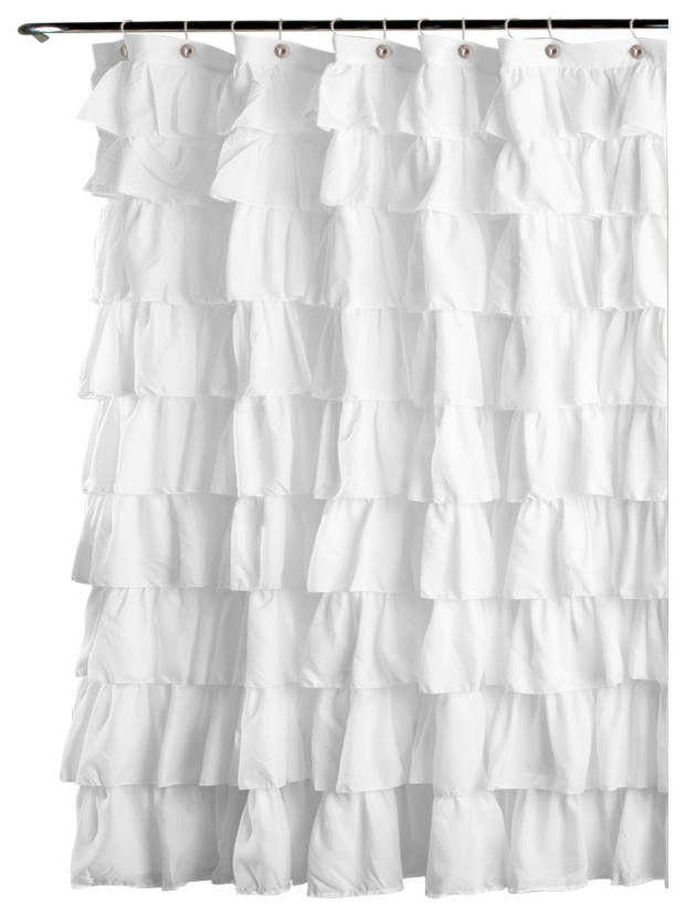 Ruffle Shower Curtain  White 72x72