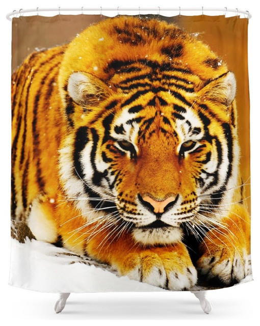 Siberian Tiger Shower Curtain Contemporary Shower Curtains