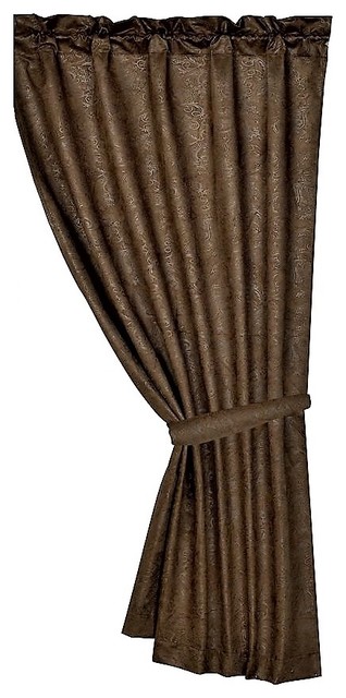 Tooled Faux Leather Western Curtain Contemporary Curtains By