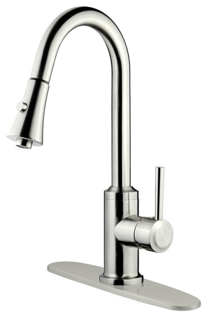 Brushed Nickel Finish Pull-Down Kitchen Faucet LK11B, 1 Hole, 3 Holes