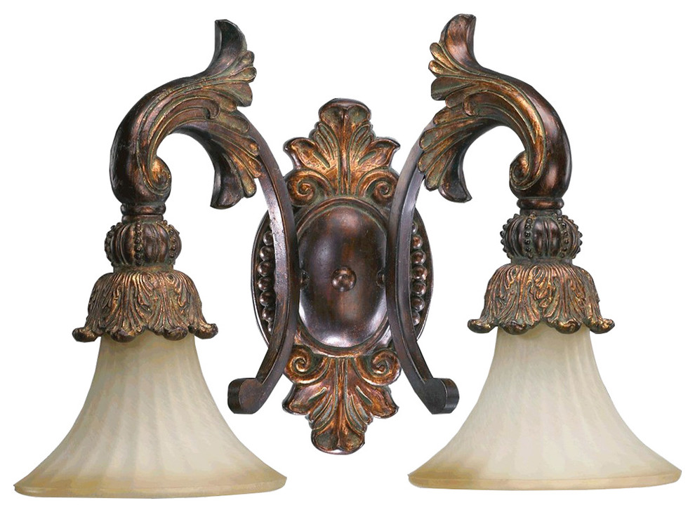 Quorum Madeleine 2Light Vanity Light, Corsican Gold Victorian