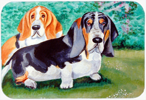 Basset Hound Double Trouble Glass Cutting Board Large
