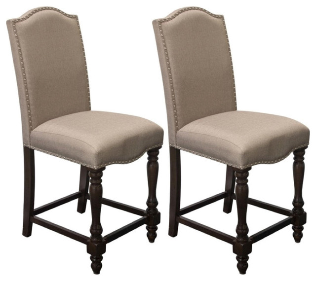 Mcgregor Counter Walnut Dining Chairs Set Of 2 Traditional Dining