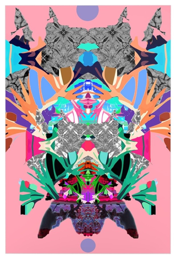Danii Pollehn "Japanese Rorschach" Multicolor Metal Luxe Panel, 16"x20"