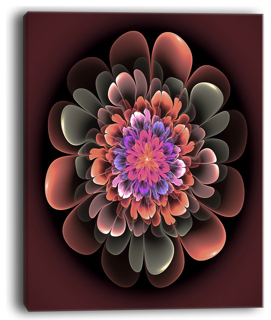 "Perfect Fractal Flower in Dark Brown" Floral Canvas Artwork Print, 12