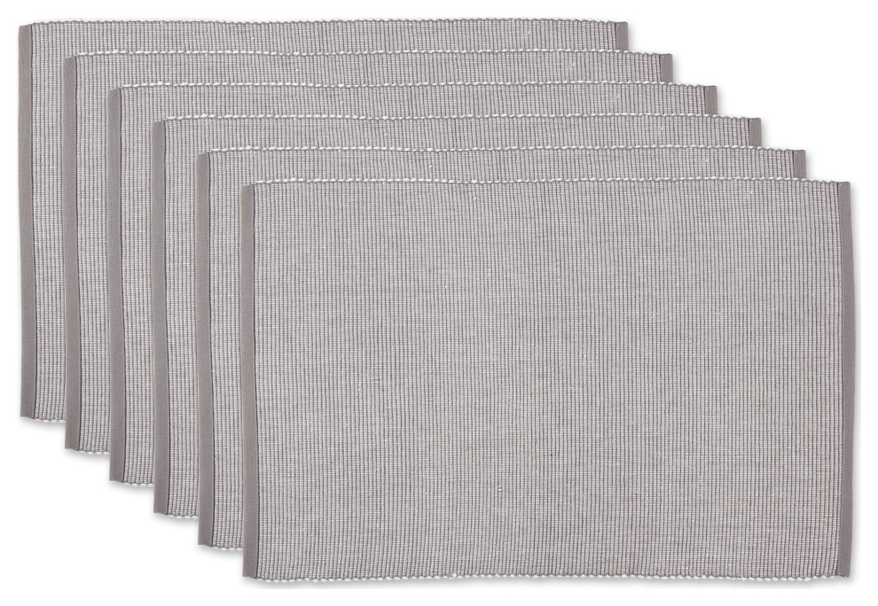 Dii Gray and White 2Tone Ribbed Placemat, Set of 6 Transitional