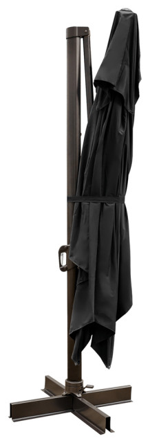 13' Black Polyester Rectangular Tilt Cantilever Patio Umbrella With ...
