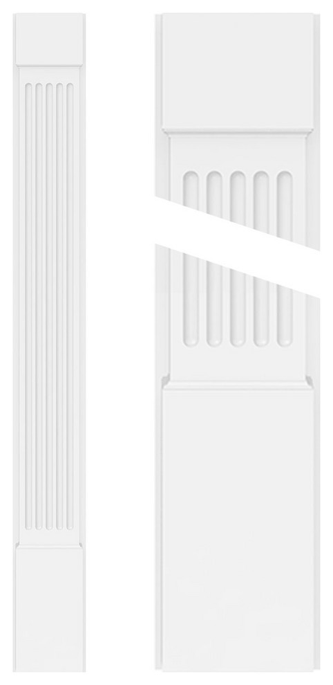 8"W x 82"H Fluted PVC Pilaster w/Standard Capital & Base (Pair)