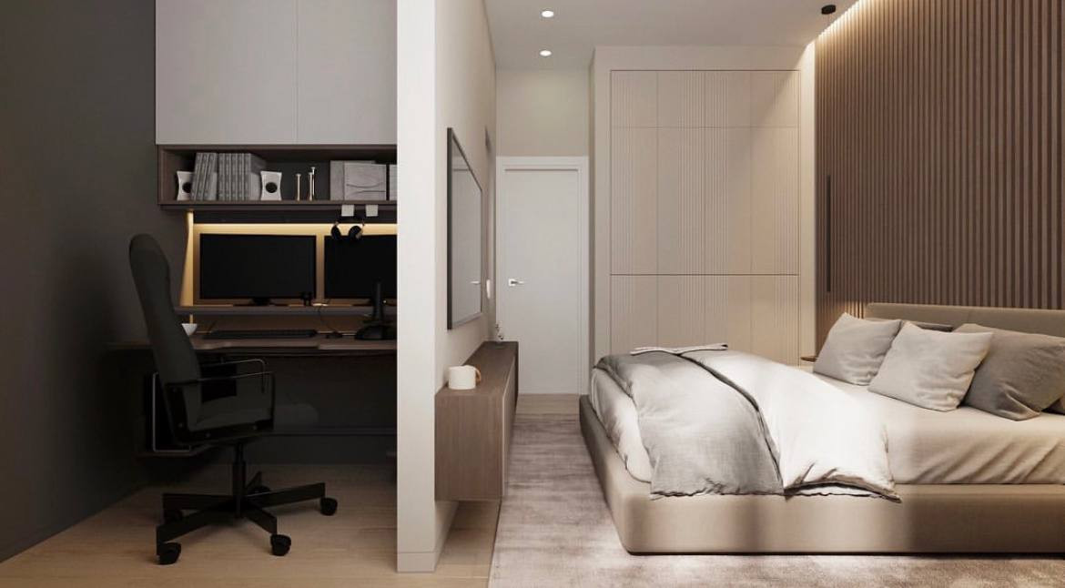 Спальная комната с уединенным рабочем местом
