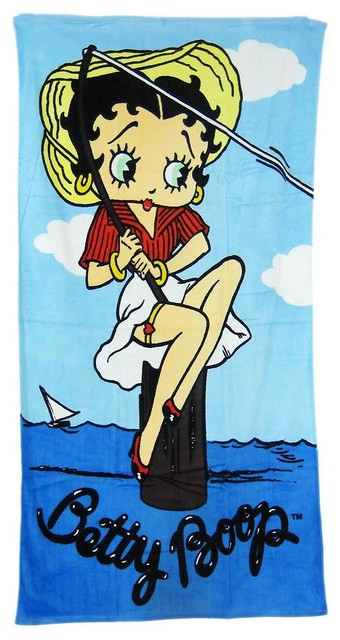 Betty Boop Gone Fishing 60 x 30 Beach Towel