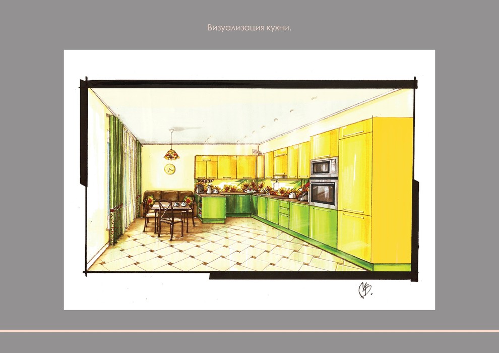 Визуализация кухни для загородного дома